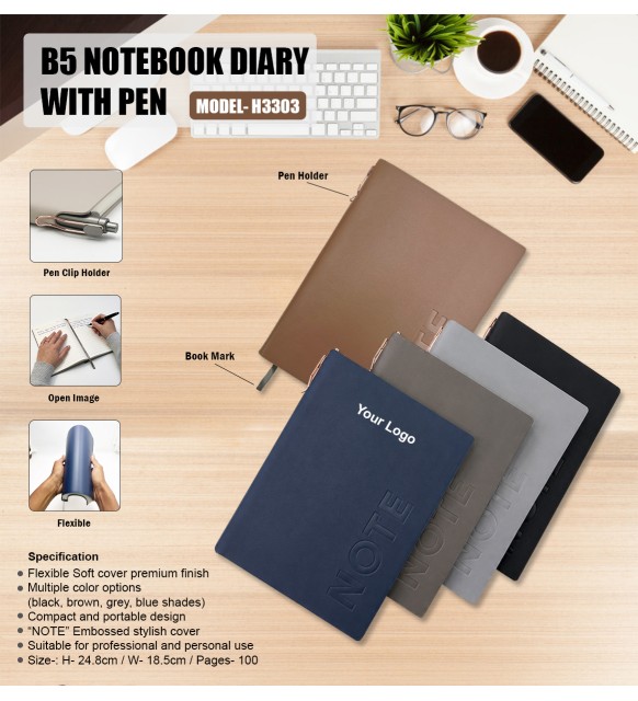 B 5 Diary with Ball Pen 3303